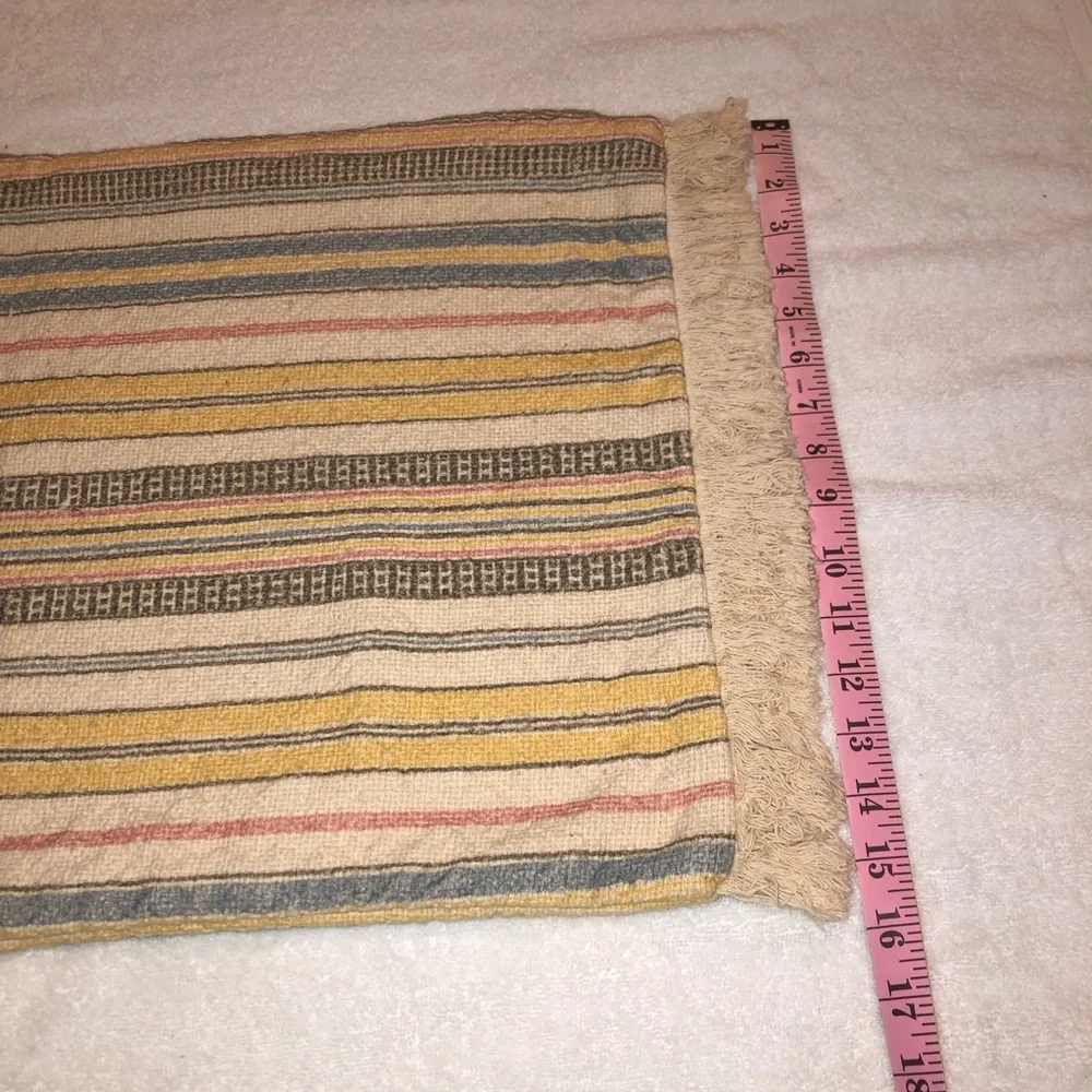 Pottery Barn Striped Lumbar Tapestry/Embroidered Pillow Cover, lined, w/Fringe